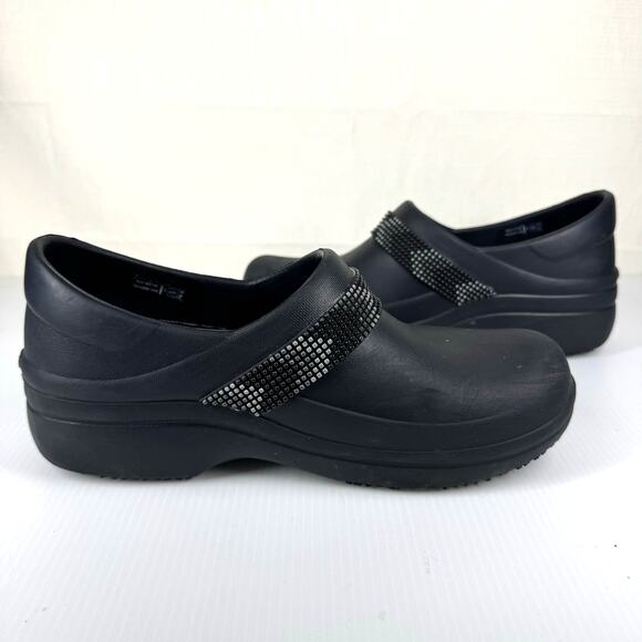 CROCS Nerio Pro II Clogs Women Size 8 Black Chevron Work‎ Shoes Nurse Restaurant - Picture 8 of 10